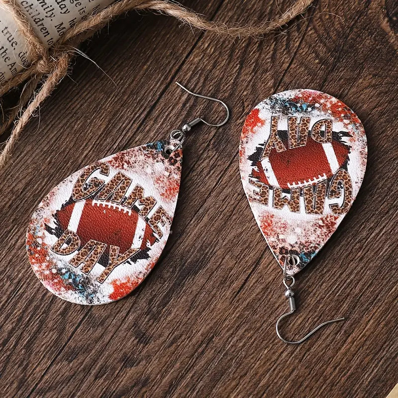 Leopard Print Football Earrings