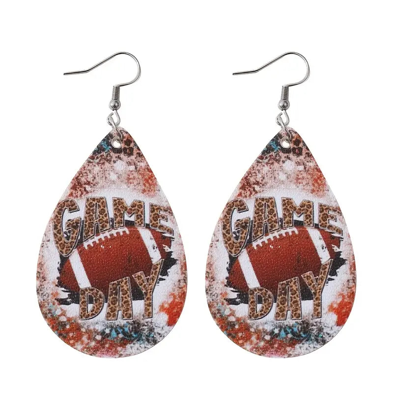 Leopard Print Football Earrings
