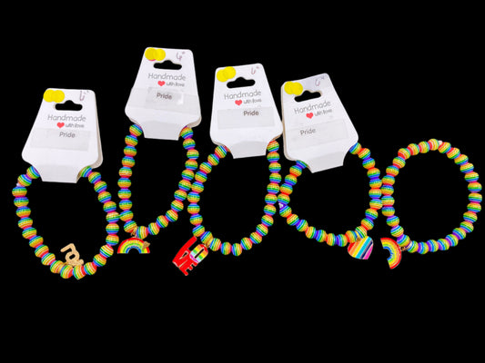 Rainbow Beaded Bracelet with Charm – Pride-Inspired Jewelry