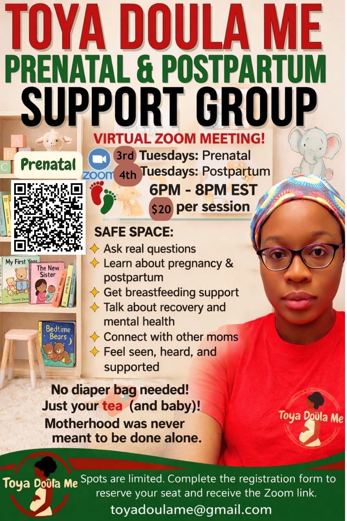 Toya Doula Me Virtual Prenatal Support Group (Monthly Zoom Session)
