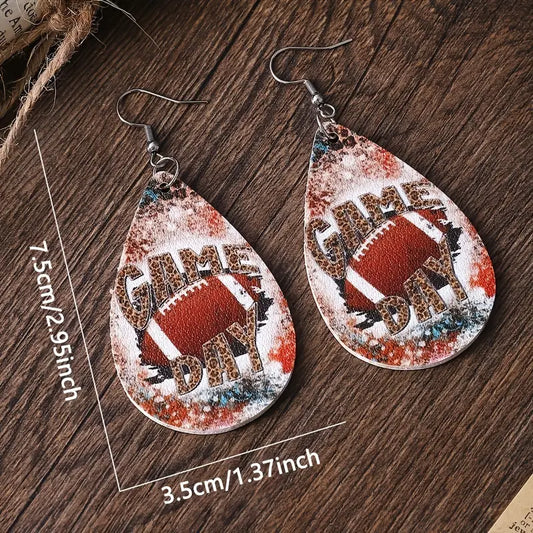 Leopard Print Football Earrings