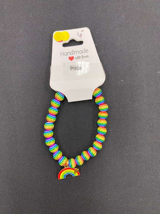 Rainbow Beaded Bracelet with Charm – Pride-Inspired Jewelry