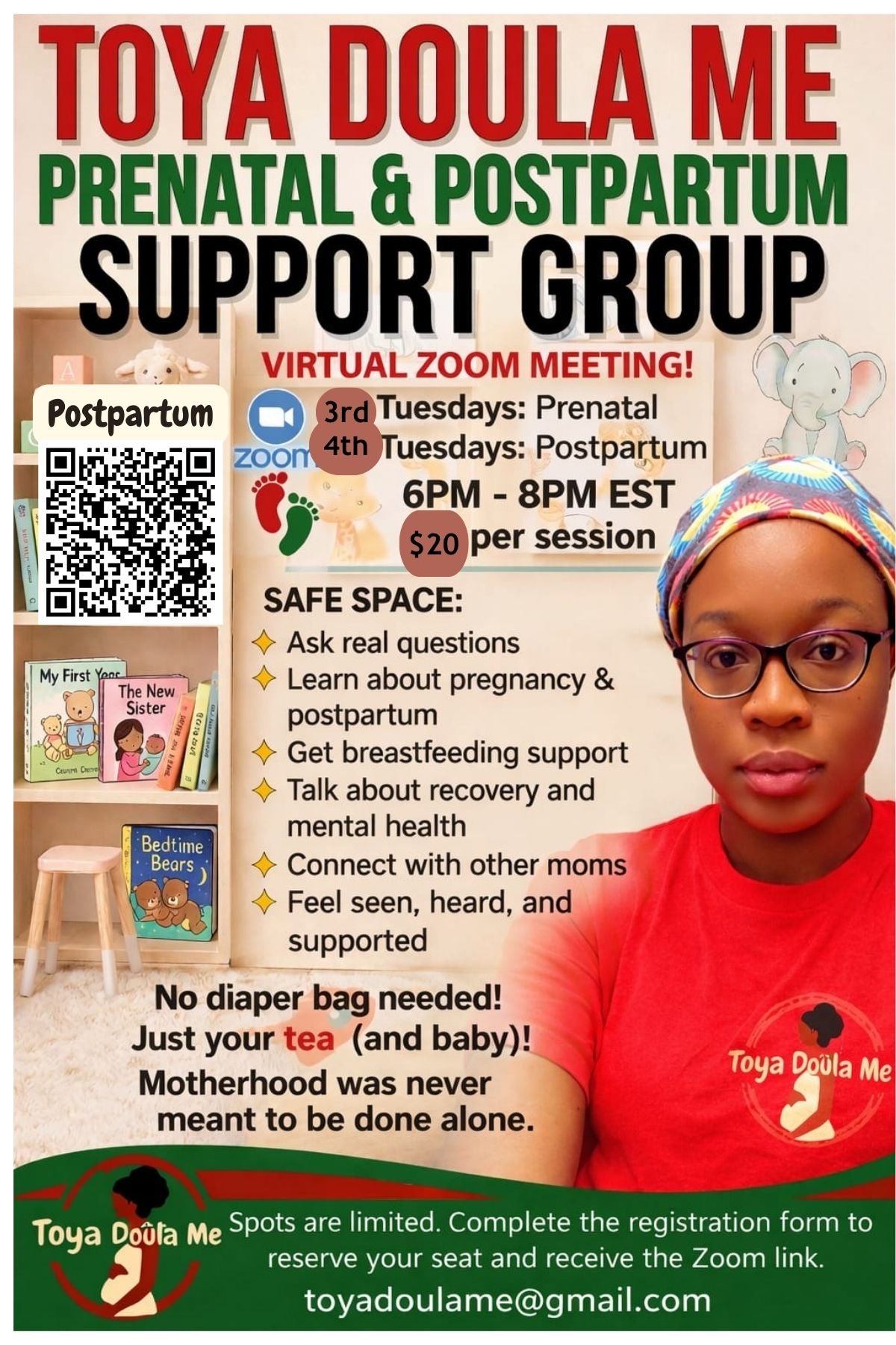 Toya Doula Me Virtual Postpartum Support Group (Monthly Zoom Session)