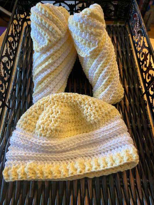Handcrafted Cozy Swirl Baby Set – Booties & Beanie