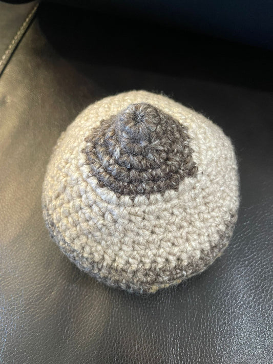 Handmade Crochet Breast Model – Neutral Cream & Grey (Lactation Education Tool)