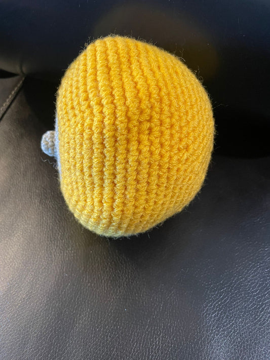 Handmade Crochet Breast Model – Yellow body with gray areola and nipple