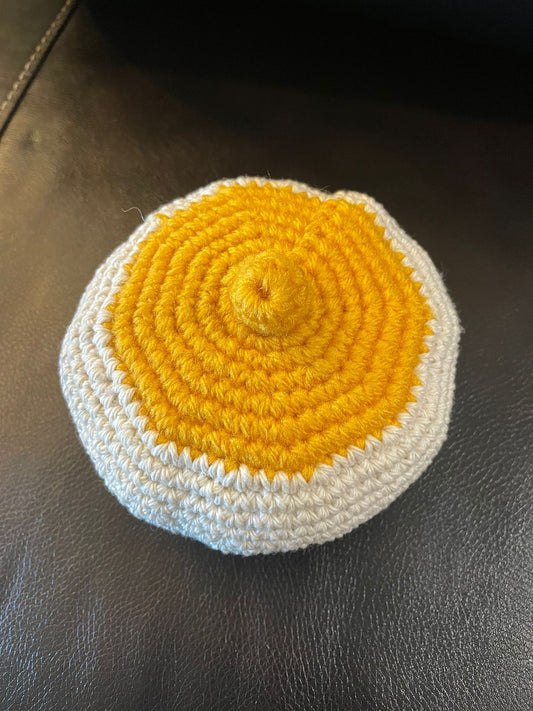 Handmade Crochet Breast Model –– Cream & Golden Yellow (Breastfeeding Teaching Tool)