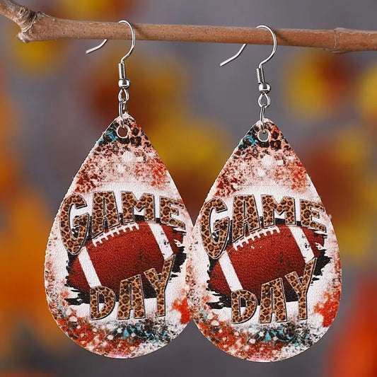 Leopard Print Football Earrings