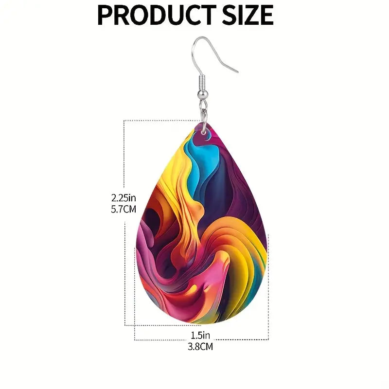 Bohemian Style Colorful Streamer Teardrop Dangle Earrings