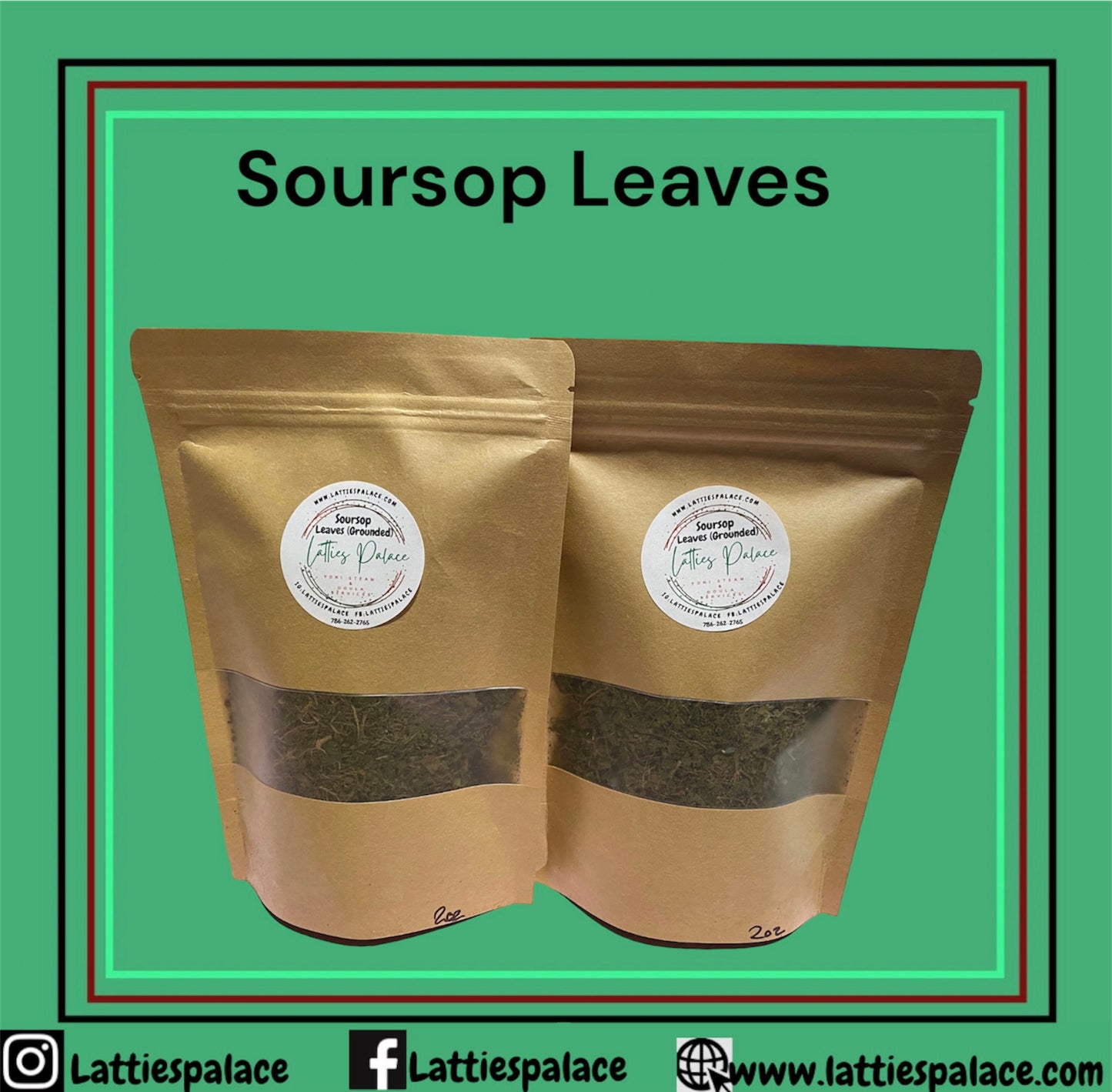 Organic Jamaican SOURSOP LEAF (Grounded) | Annona Muricata