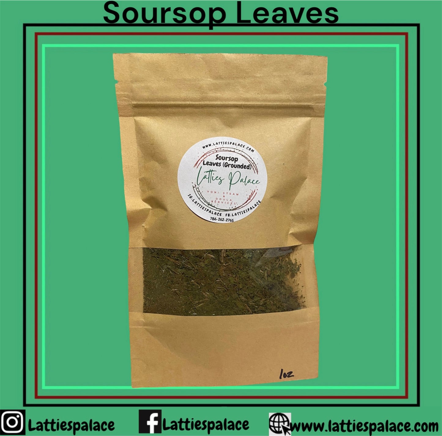 Organic Jamaican SOURSOP LEAF (Grounded) | Annona Muricata