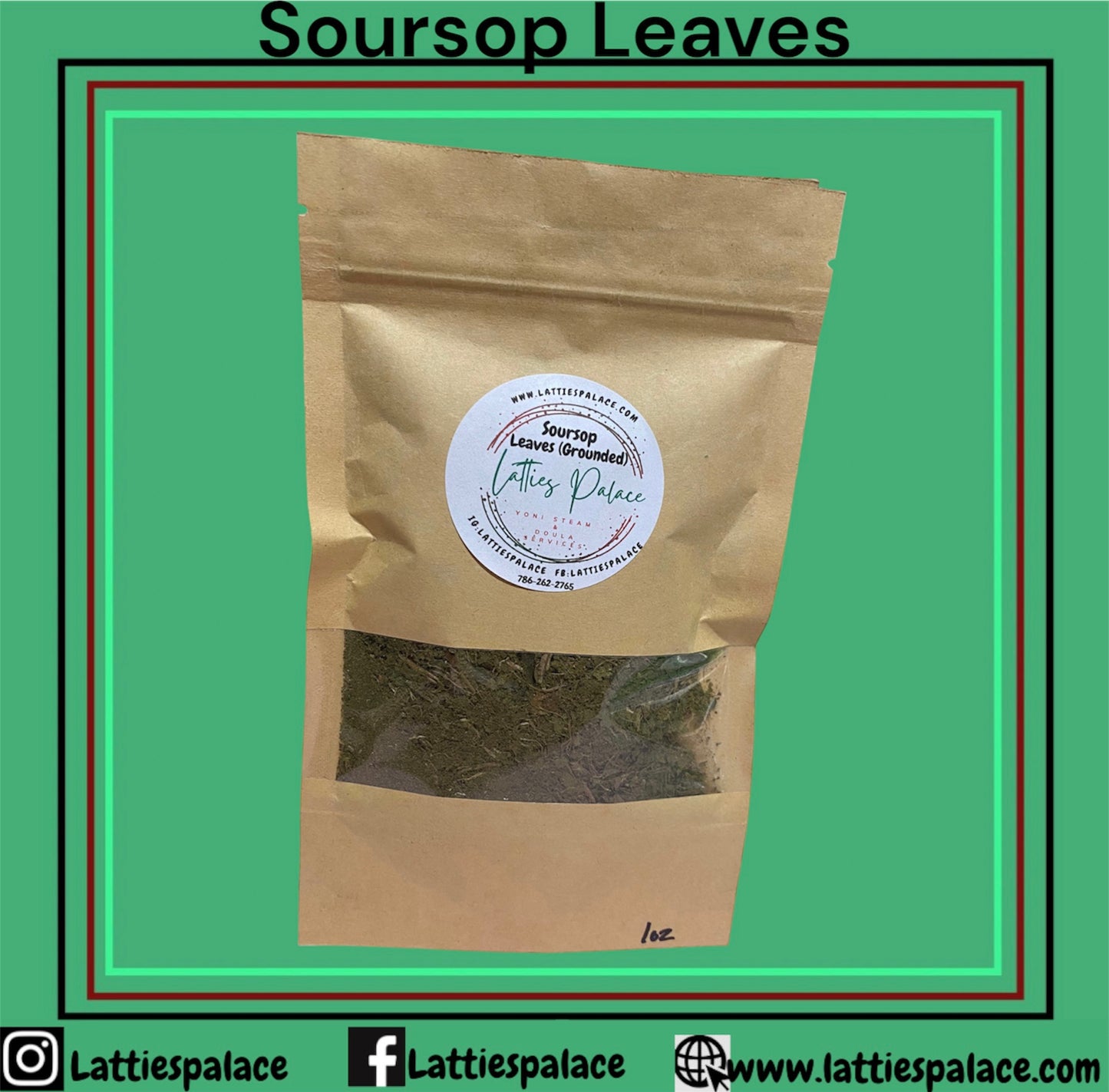 Organic Jamaican SOURSOP LEAF (Grounded) | Annona Muricata