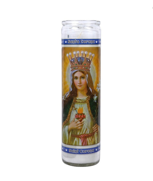 Religious St. Corona Candle Jars, 8x2.25 in. - Stretchmarksbegone