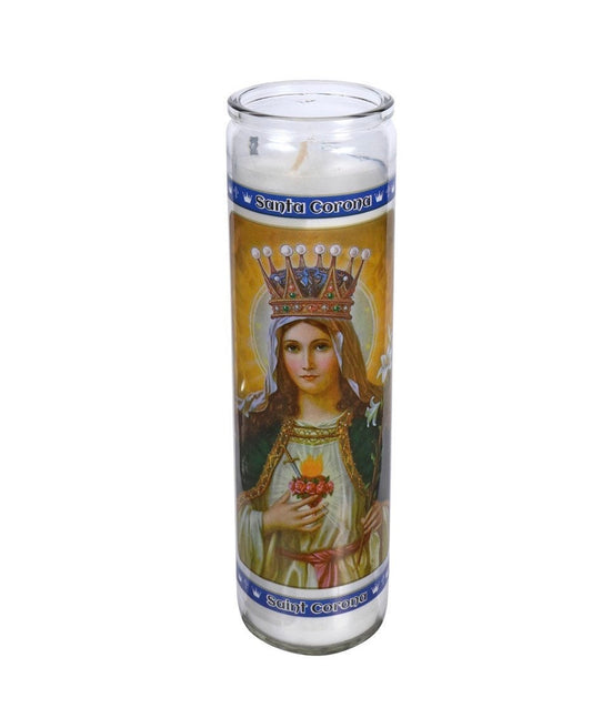 Religious St. Corona Candle Jars, 8x2.25 in. - Stretchmarksbegone