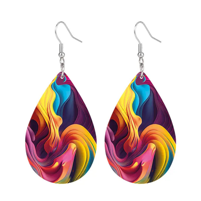 Bohemian Style Colorful Streamer Teardrop Dangle Earrings