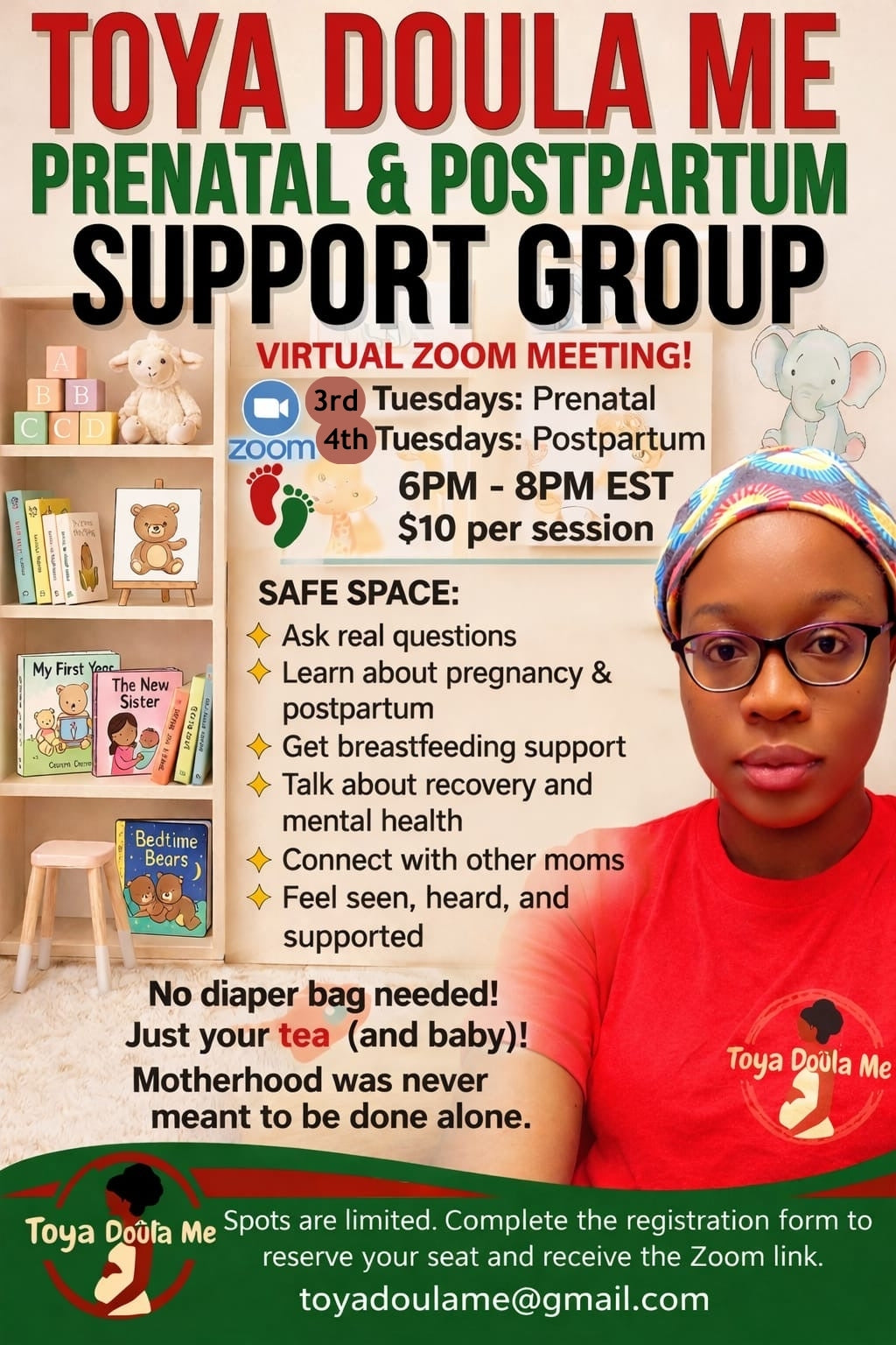 Toya Doula Me Virtual Prenatal Support Group (Monthly Zoom Session)